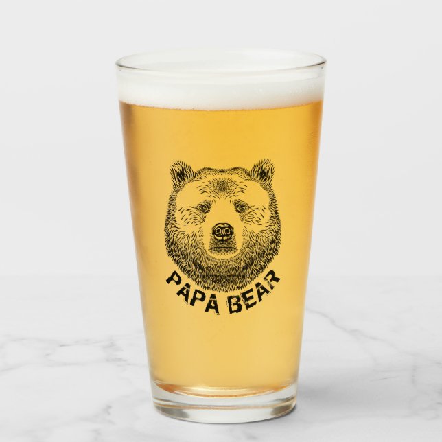 Pappa Bear, Hand plockade Illustration Glaskopp (Framsida fylld)