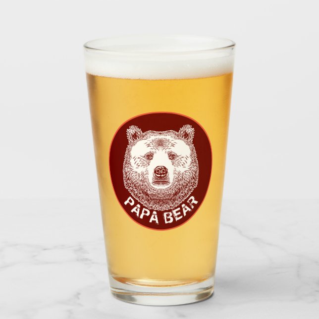 Pappa Bear, Hand plockade Illustration Glaskopp (Framsida fylld)