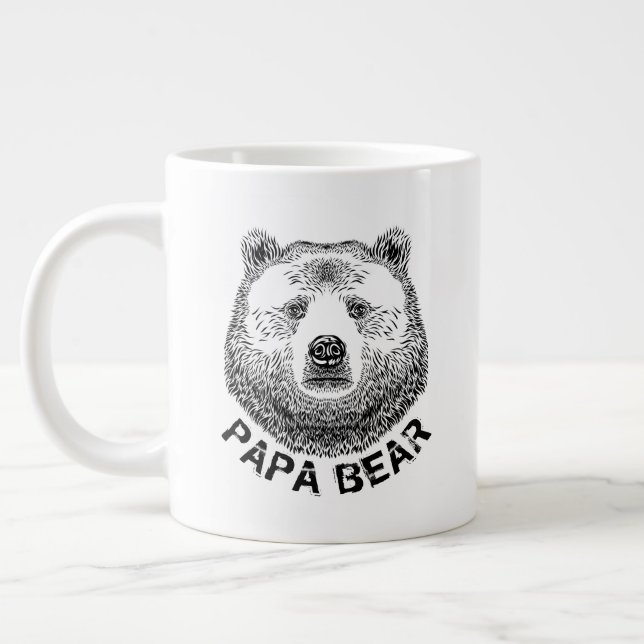 Pappa Bear, Hand plockade Illustration Jumbo Mugg (Vänster)