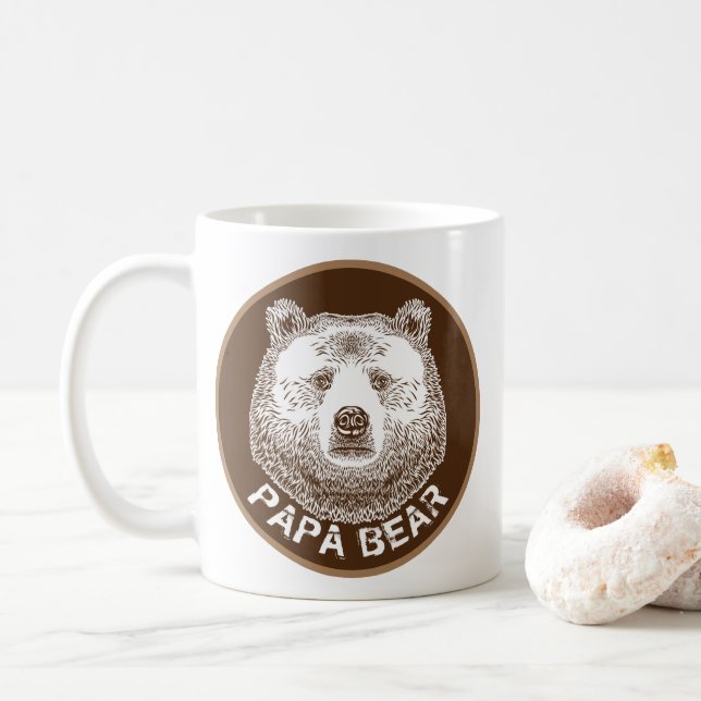 Pappa Bear, Hand plockade Illustration Kaffemugg (Med munk)