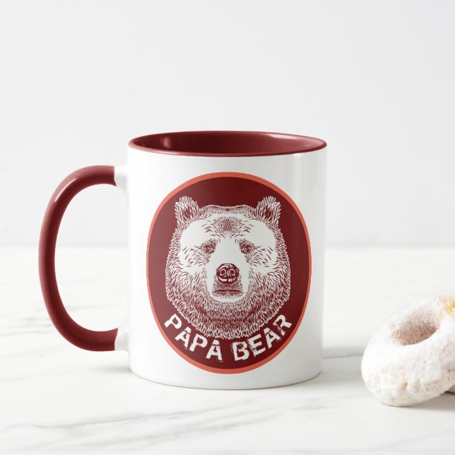 Pappa Bear, Hand plockade Illustration Mugg (Med munk)