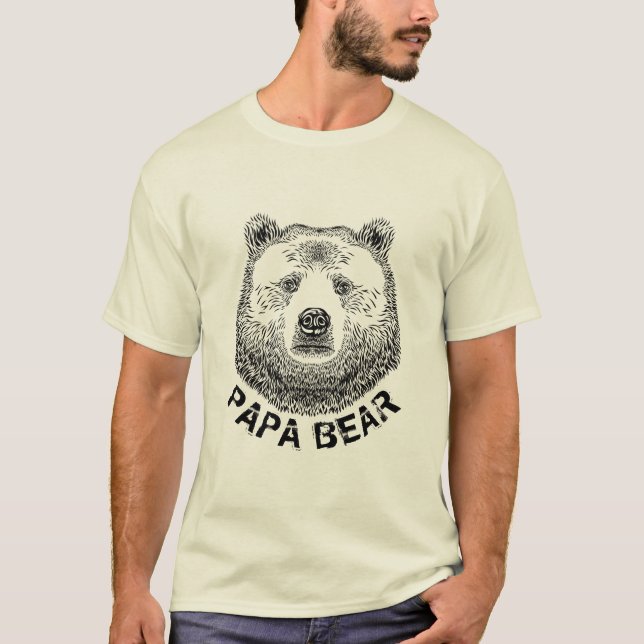 Pappa Bear, Hand plockade Illustration T Shirt (Framsida)
