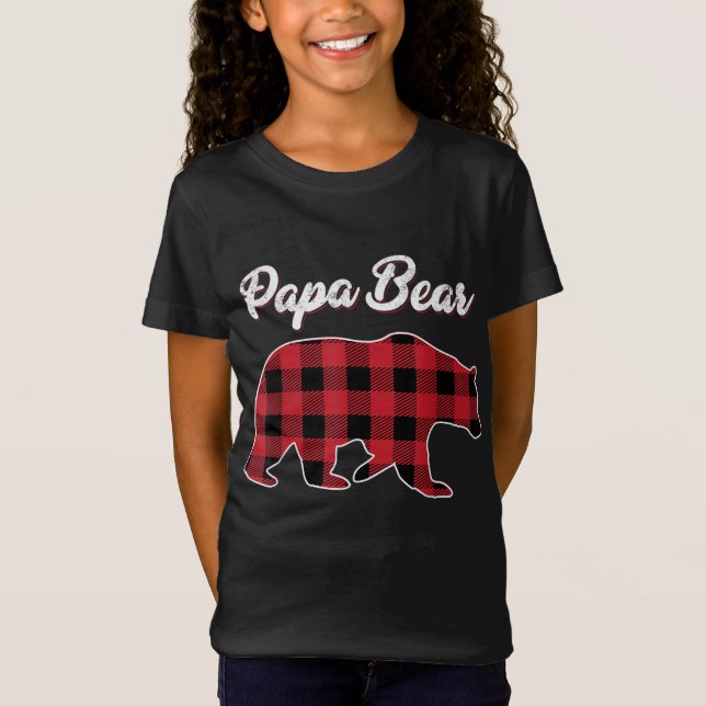 Pappa Bear jul jul Pajama Red Play Buffalo Famil T Shirt (Framsida)