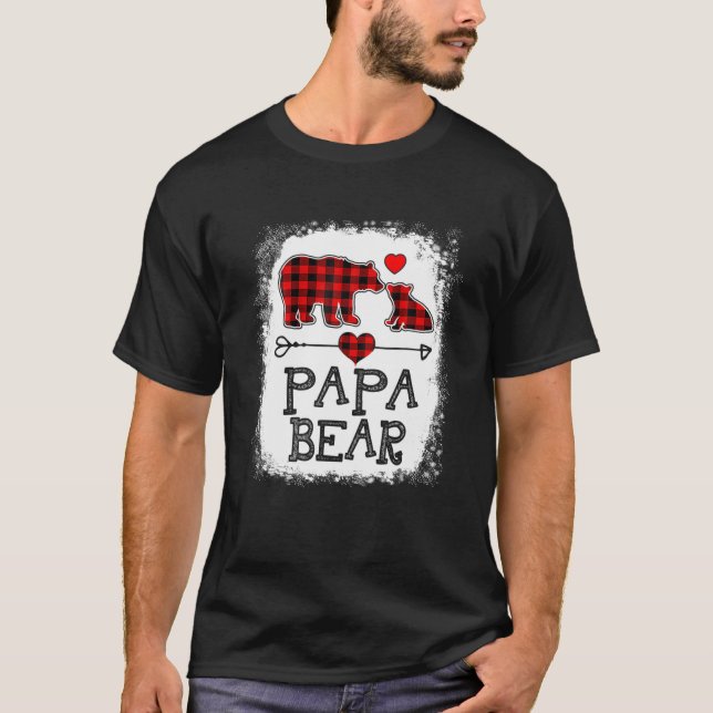 Pappa Bear jul jul Pajama Red Play Buffalo Famil T Shirt (Framsida)