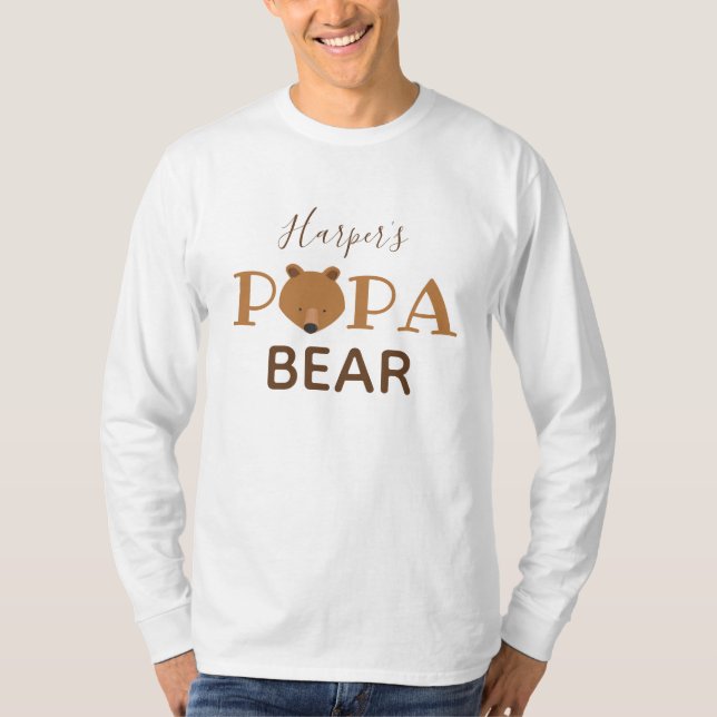 Pappa Bear Kid Namn Pappa T-Shirt (Framsida)