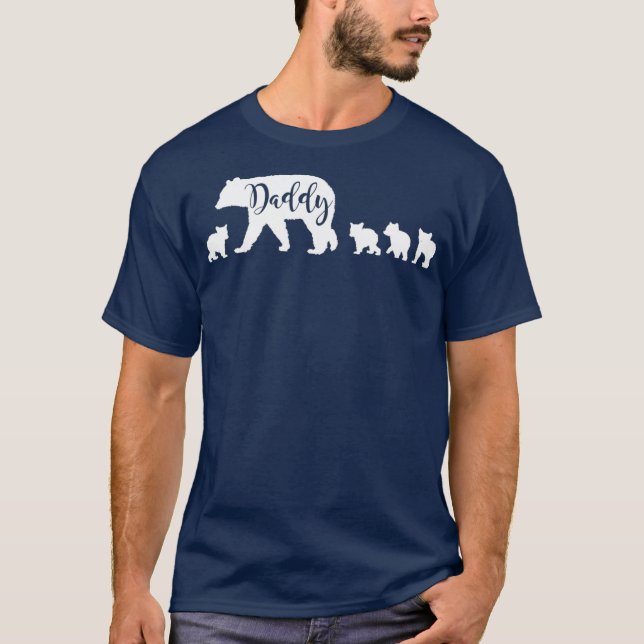 Pappa Bear med 4 fyra Unge Pappa Far Pappa T Shirt (Framsida)