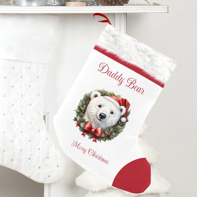 Pappa Bear Namn-familjen matchar julklapp Liten Julstrumpa (Daddy Bear Name Family Matching Christmas Stocking)