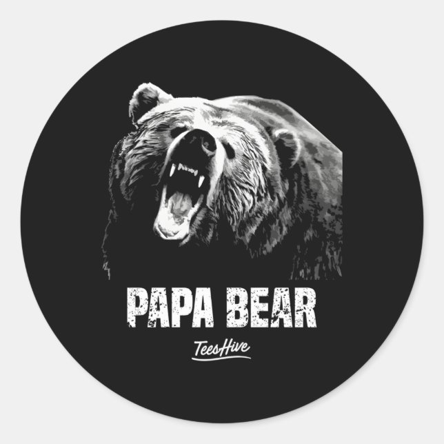 Pappa Bear Pappa Runt Klistermärke (Framsida)