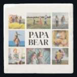 Pappa Bear Photo Fars dag Stenunderlägg<br><div class="desc">Fira din familjs hjärta med den här "Pappa Bear"-fotosamlingen Underlägg - en tankfull och praktisk keepist som förenar kärlek, minnen och en lite tålig charm. Den här underlägg har en djärv utformning av Pappa Bear bredvid anpassningsbarnas fotokollage och förvandlar vardagliga ögonblick till något oförglömligt. Vare sig det är bilder på...</div>