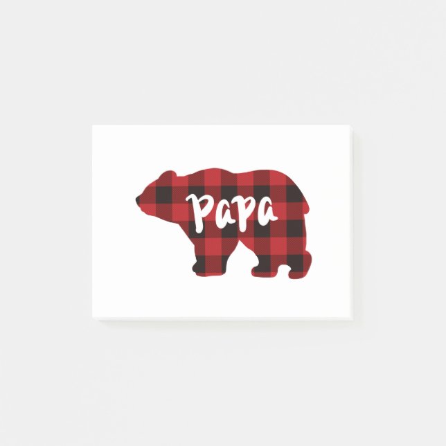 Pappa Bear - Red and Black buffalo plaid Post-it Block (Framsida)