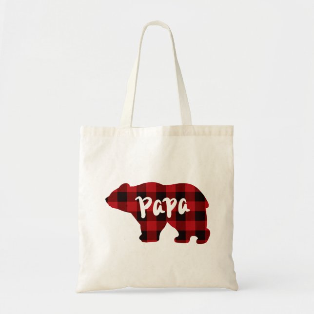 Pappa Bear - Red and Black buffalo plaid Tygkasse (Framsidan)