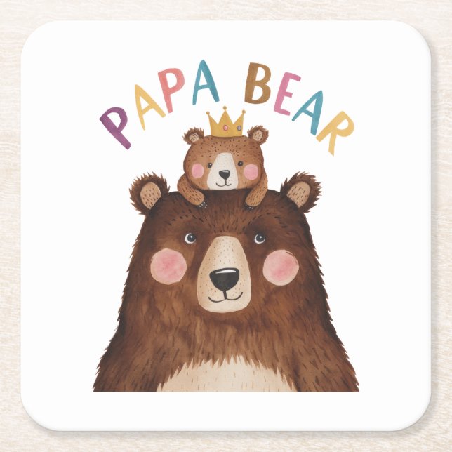 Pappa Bear Underlägg Papper Kvadrat (Framsidan)