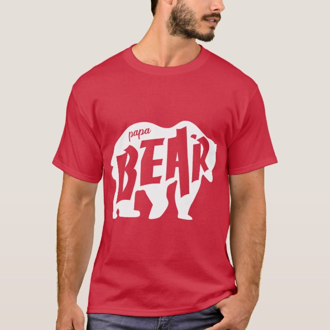 Pappa Bear White Silhouette. T Shirt (Framsida)