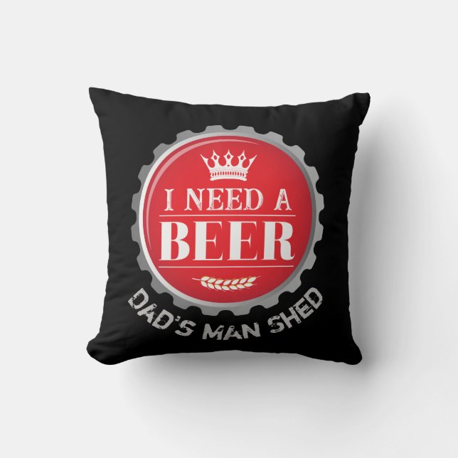 Pappa Beer Theter Man Cave Beer Flaska Cap Kudde (Framsida)