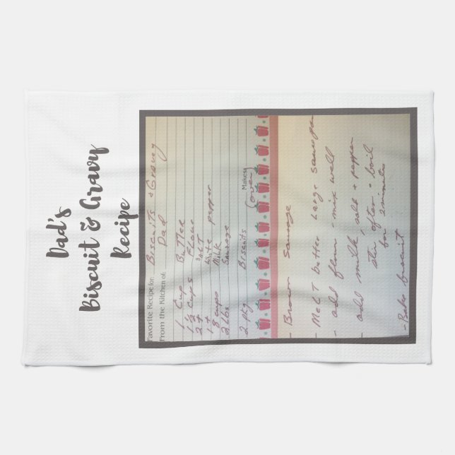 Pappa berömda kexar & handskrivet recept T för sky Kökshandduk (Horisontell)
