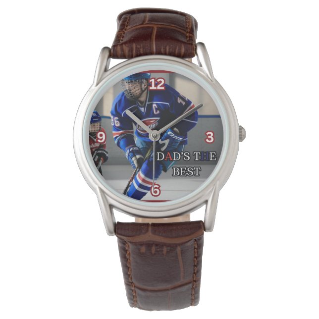 Pappa Best Hockey Brown Leather e-Watch Armbandsur (Framsida)
