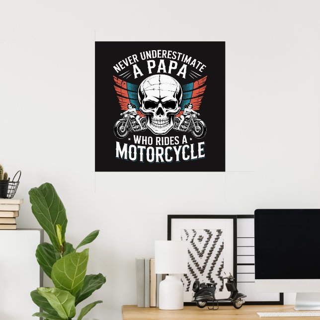 Pappa Biker Som Kör En Motorcykel Poster (Hemmakontoret)
