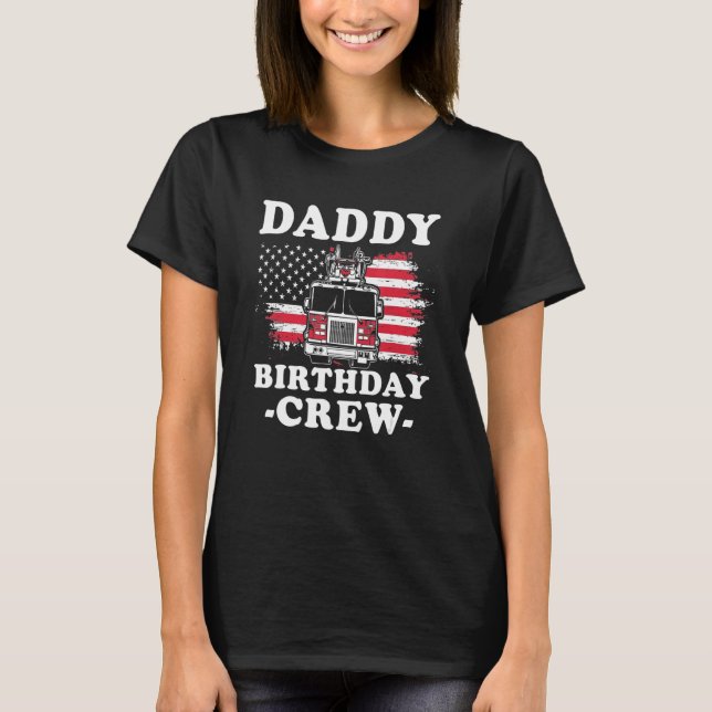 Pappa Birthday Crew Fireman American Flagga Thin R T Shirt (Framsida)