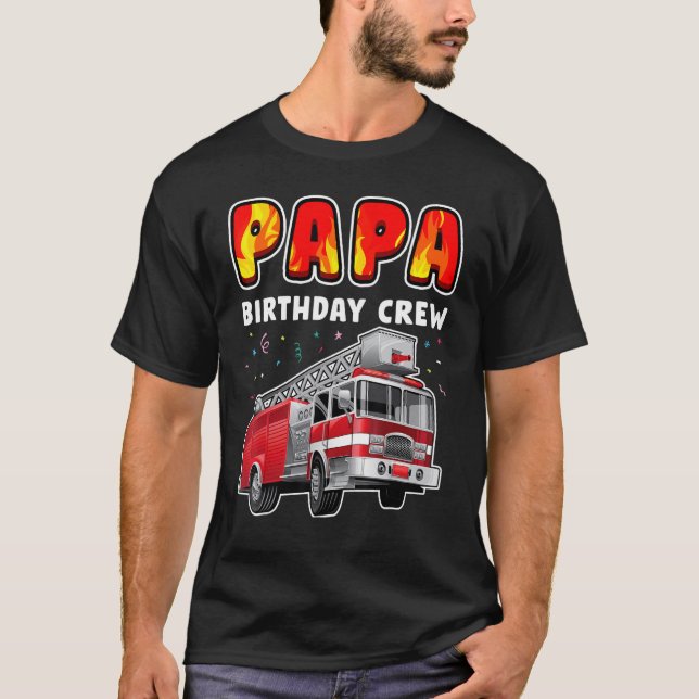 Pappa Birthday Crew Party Fire Lastbil Boy Kids Fi T Shirt (Framsida)