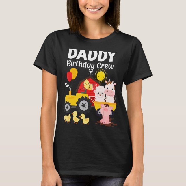 Pappa Birthday Crew Tractor Barnyard Boskap T Shirt (Framsida)