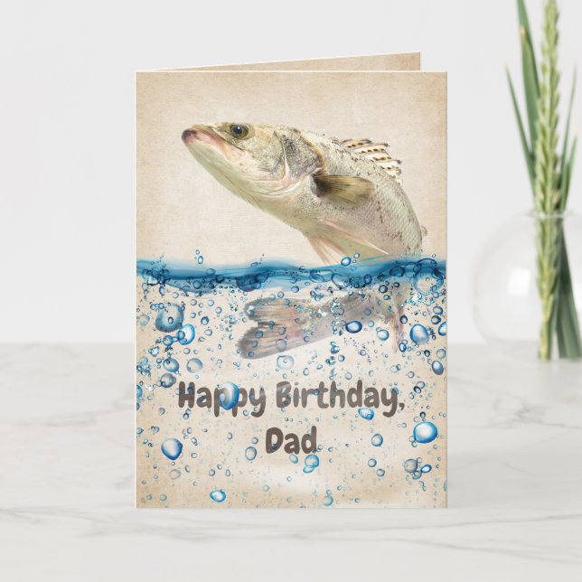 Pappa Birthday Fish i Vatten Kort (Framsida)