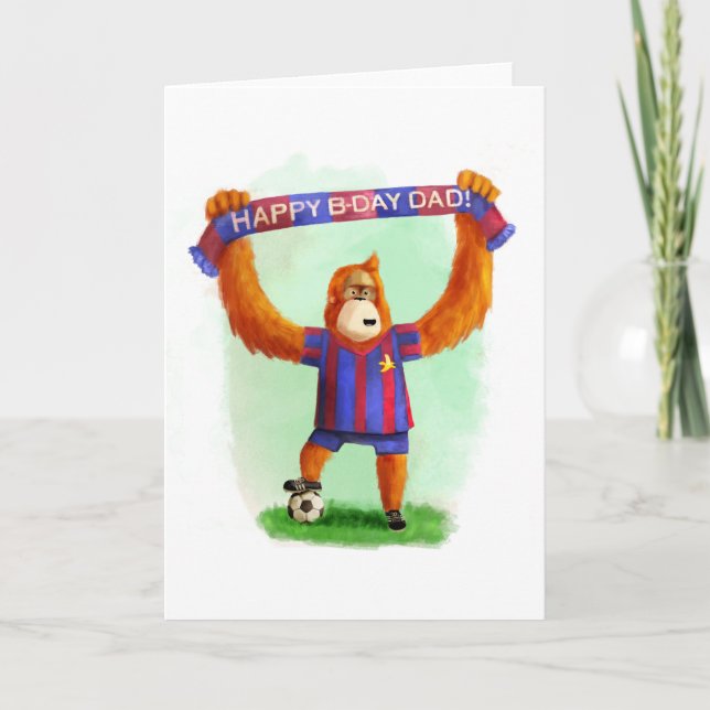 Pappa Birthday Football Orangutan Kort (Framsida)