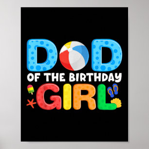 Pappa Birthday Girl Kids Beach Boll Temapartyet Ba Poster