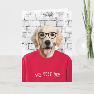 Pappa Birthday Golden Retriever in T-shirt card Kort