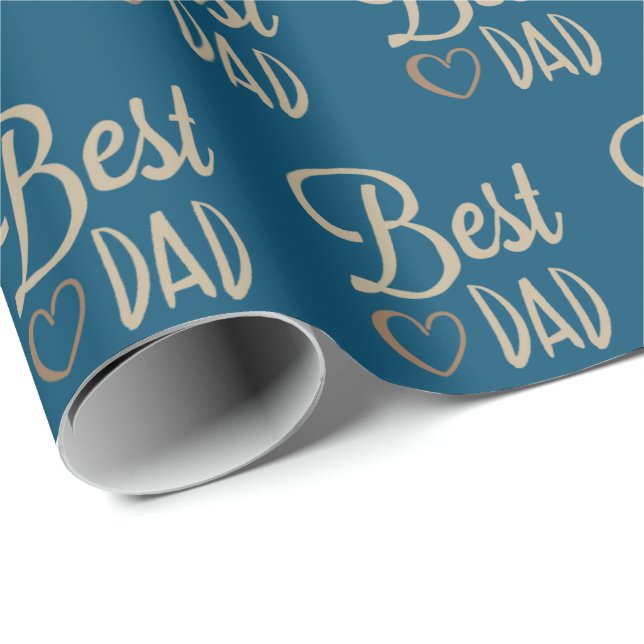 Pappa Birthday på Blue Wrapping Papper Presentpapper (Rullad Hörn)