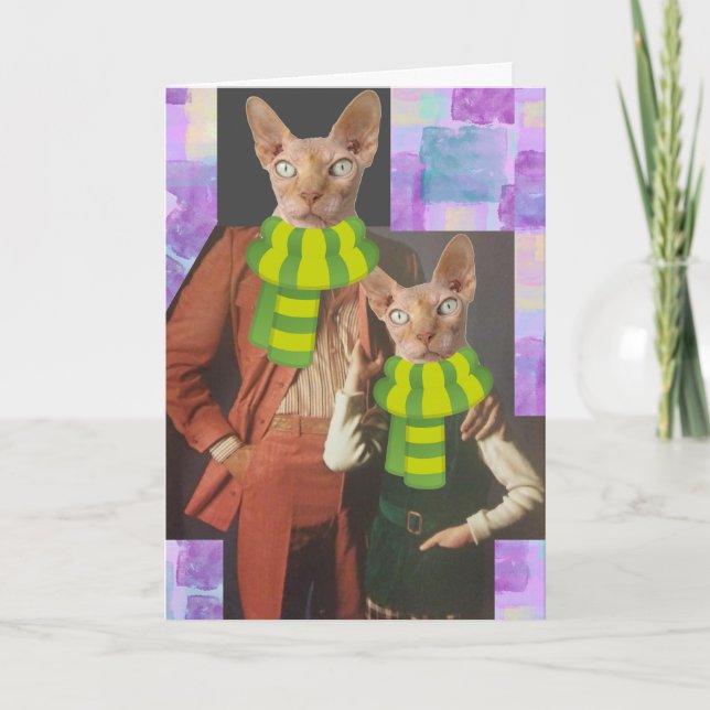 PAPPA BIRTHDAY RETRO CAT FUNNY GREETY CARD HELGKORT (Framsida)
