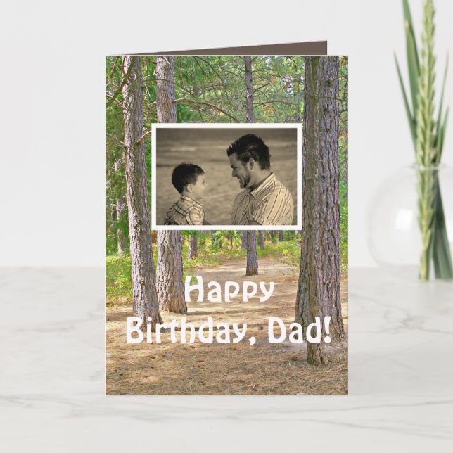 Pappa Birthday, Rustic, Forest Hiking Photo Card Kort (Framsida)
