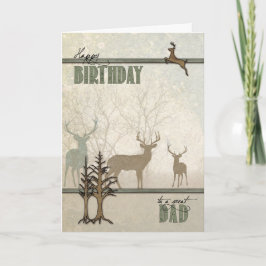 Pappa Birthday Woodland Hjort Kort