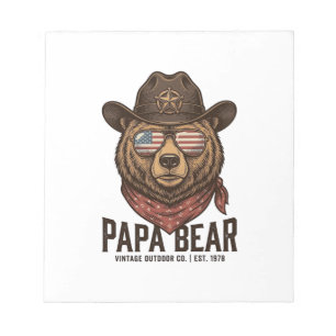 Pappa Björn Cowboy Björn Patriotisk Vintage Vektor Anteckningsblock