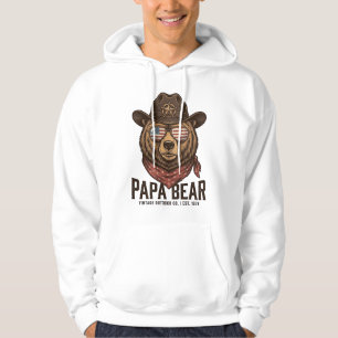 Pappa Björn Cowboy Björn Patriotisk Vintage Vektor Hoodie