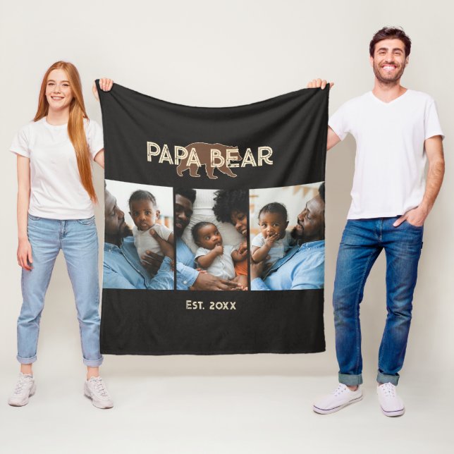 Pappa Björn Fader År Etabl. 3 Foto Fleecefilt (På plats)