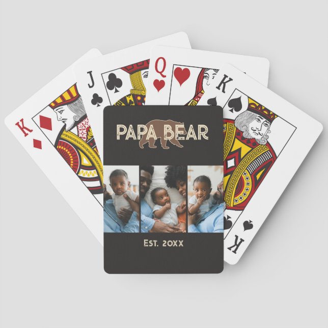 Pappa Björn Fader År Stiftad 3 Foto Casinokort (Baksidan)