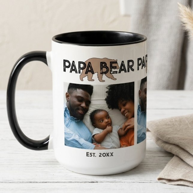 Pappa Björn Fader År Stiftad Foto Två-Tonad Mugg (Skapare uppladdad)