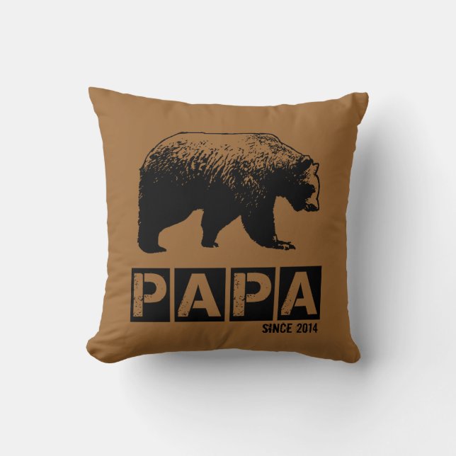 Pappa Björn för Pappa 2014, Grunge Svart Kudde (Framsida)