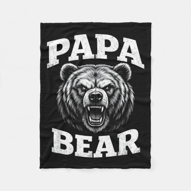 Pappa björn grizzly huvud stolt stark fadersdag fleecefilt (Framsidan)