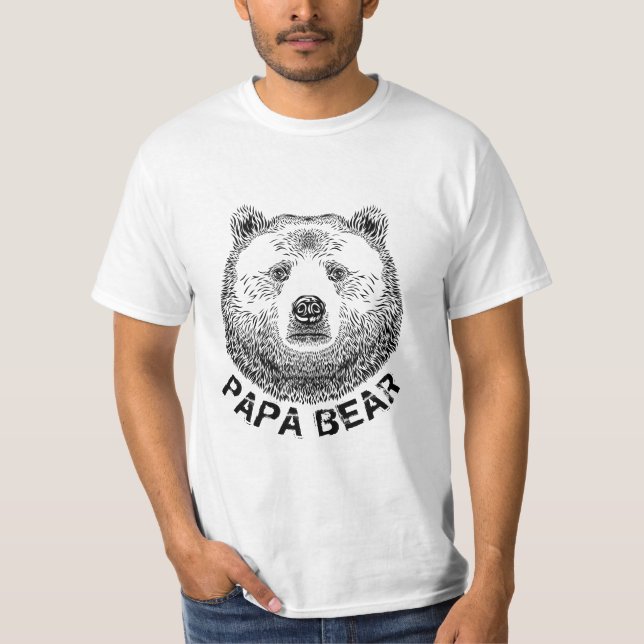 Pappa Björn, Handritad Illustration T Shirt (Framsida)