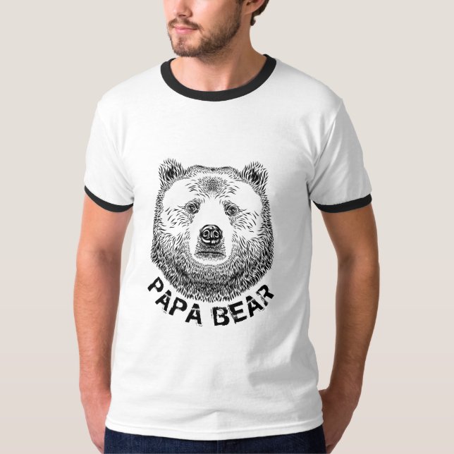 Pappa Björn, Handritad Illustration T Shirt (Framsida)
