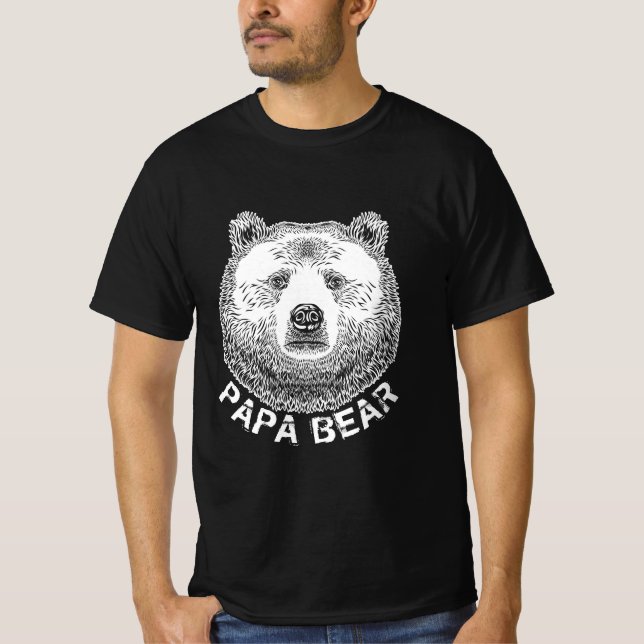 Pappa Björn, Handritad Illustration T Shirt (Framsida)