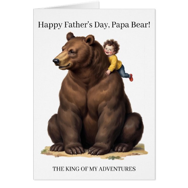 Pappa Björn Kung av Mina Äventyr Fars Dags Kort (Framsidan)