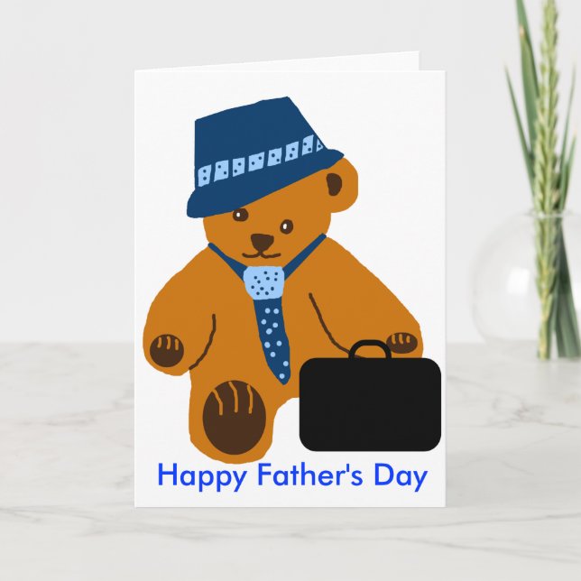 Pappa-björn, Lycklig Fars dag-kort Kort (Framsida)