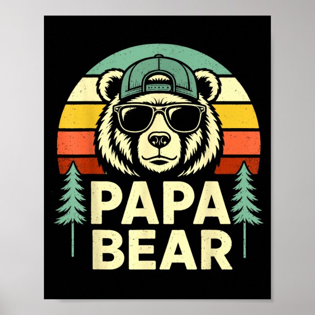 Pappa björn retro pappa far make mannen rolig poster (Framsidan)