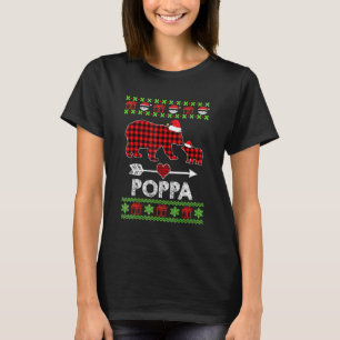 Pappa Björn Santa Röda Klockmönstrade Familje Pyja T Shirt