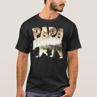 Pappa Björn Skog Sjön Berg Utsikt Utomhus T Shirt