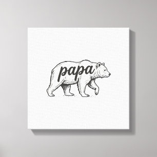 Pappa Björn Vintage Gravyr Vektor Design_1 Canvastryck