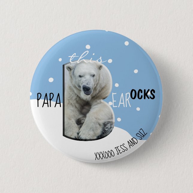 Pappa Björnen Sten Fars dag Knapp (Framsida)