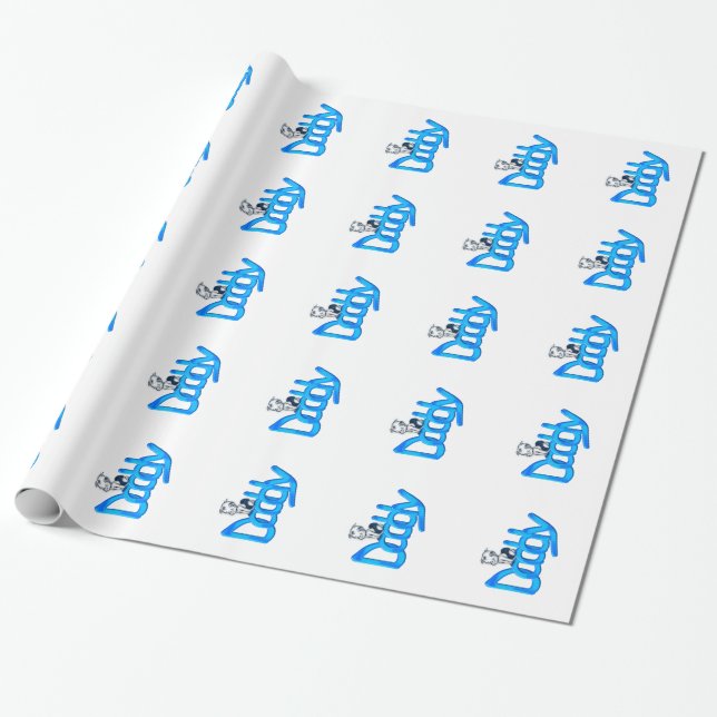 Pappa Blå Bebis Presentpapper (Utrullad)
